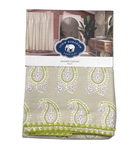 John Robshaw Textiles Paisley Luxury Fabric Shower Curtain Embroidered Edge - Picture 1 of 4