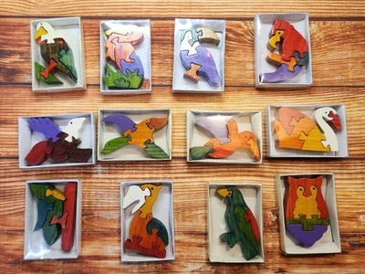 Lot of 12 Bird Jigsaw Puzzles Wood Mini Puzzles - New - Image 1 of 4