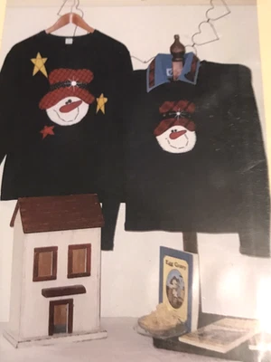 HAPPY SNOW FACE Cute SNOWMAN Applique For Sweatshirt T SHIRT Christmas Pattern - Image 1 of 4