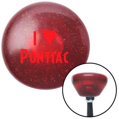 Red I <3 PONTIAC Red Retro Metal Flake Shift Knob w/ M16x1.5 Insert Shifter - Image 1 of 4