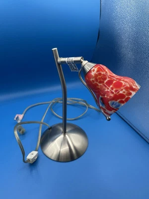 "Lámpara de Escritorio Moderna Ajustable Cromo Metal Vidrio Pantalla 10.75"" Hogar Oficina" Foto 1 de 4