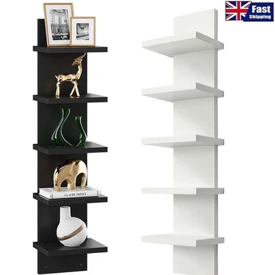 5 Tier Wall Shelf Unit Vertical Shelf Floating Storage Wall Shelf Decorative UK - Image 1 of 4