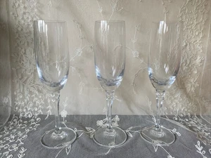 Juego de 3 flautas de champán vintage de cristal de corte transparente de 6 oz - Imagen 1 de 4