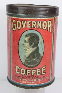 Antike Gouverneur Kaffee Dose 1 # leer von The W.W. Harper Co Zanesville Ohio RAR - Bild 1 von 6