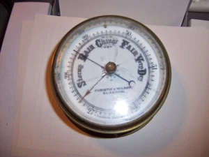antique heavy brass wall aneroid barometer Christie & Wilson Glasgow read - Imagen 1 de 8