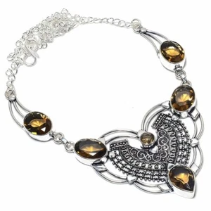 Smoky Quartz Gemstone Handmade 925 Sterling Silver Jewelry Necklaces Sz 18" - Picture 1 of 1