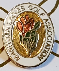 Vintage Manitoba Ladies Golf Association Oval Lapel Hat Pin Brooch Gold Tone  - Imagen 1 de 3