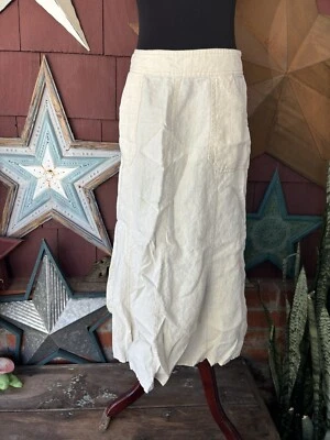 JM Collection 100% Linen Side Zip Beige Pockets Maxi Skirt Womens Size 6 - Image 1 of 4