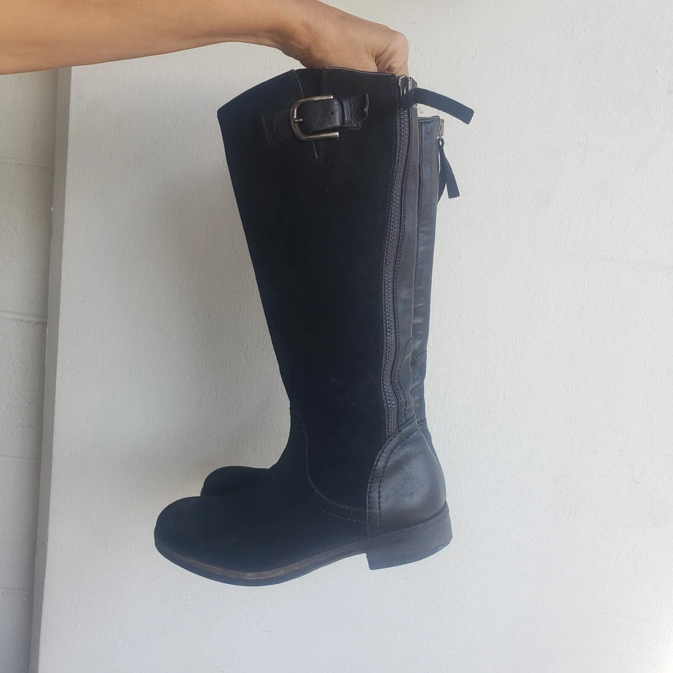 Botas de montar Alberto Fermani para mujer talla 7 negras gamuza hebilla cremallera $495 Foto 1 de 4