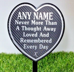 Heart Shape Memorial Gift Plaque Grave Marker with Stake Personalised Any Name - Picture 1 of 4