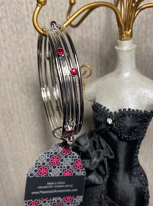 Bangles With Red Stones That Are Nickel And Lead Free. This Is Costume Jewelry. - Picture 1 of 3