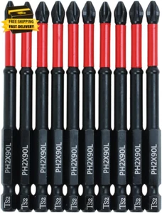 10 Pack Phillips PH2 Magnetic anti Slip Screwdriver Bit Set 3-1/2" Length TS2 An - Picture 1 of 7