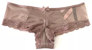 NWT*Victoria's Secret Sexy STRAPPY BACK**MESH CHEEKY PANTY--BEIGE METTALIC--S/P - Picture 1 of 3