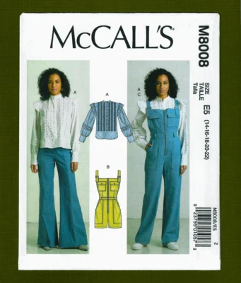 Overalls or Romper & Top Sewing Pattern~Zip Front! (Sizes 14-22) McCalls 8008 - Image 1 of 4