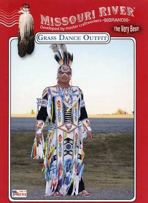 Roupa de costura masculina de dança grama indígena nativa americana Missouri River padrão - Imagem 1 de 3
