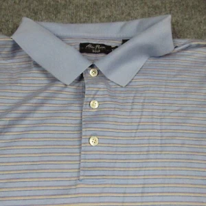 Alan Flusser Golf Shirt Men 2XL Polo Mercerized Cotton Blue Striped Short Sleeve - Picture 1 of 11