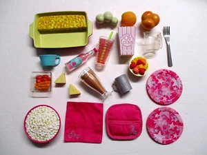 LOTE de accesorios de tenedor de bebidas huevos palomitas platos de lasaña American Girl Truly Me - Imagen 1 de 3