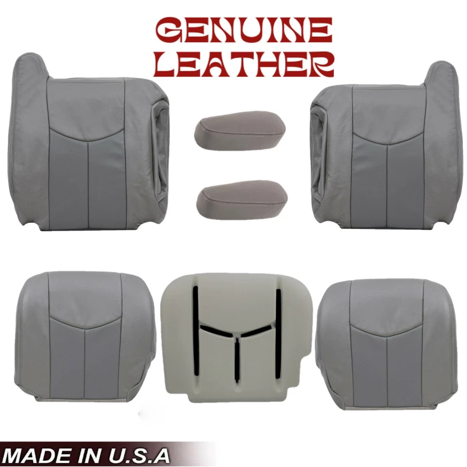 GMC Yukon Sierra 1500 Denali 2003 2004 2005 2006 2007 cubiertas de asiento de cuero gris Foto 1 de 4
