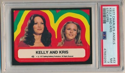 1977 Charlie's Angles Stickers #43 Kelly and Kris PSA 7 NM Set Break Pop 1  - Image 1 of 2