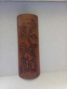 Bamboo Hand-carved Tree Landscape Armrest-Vintage Art Chinese - Picture 1 of 7