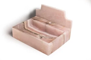 Buy Online Pink onyx sink with backsplash, Handcrafted pink onyx sink wall mount - Picture 1 of 4