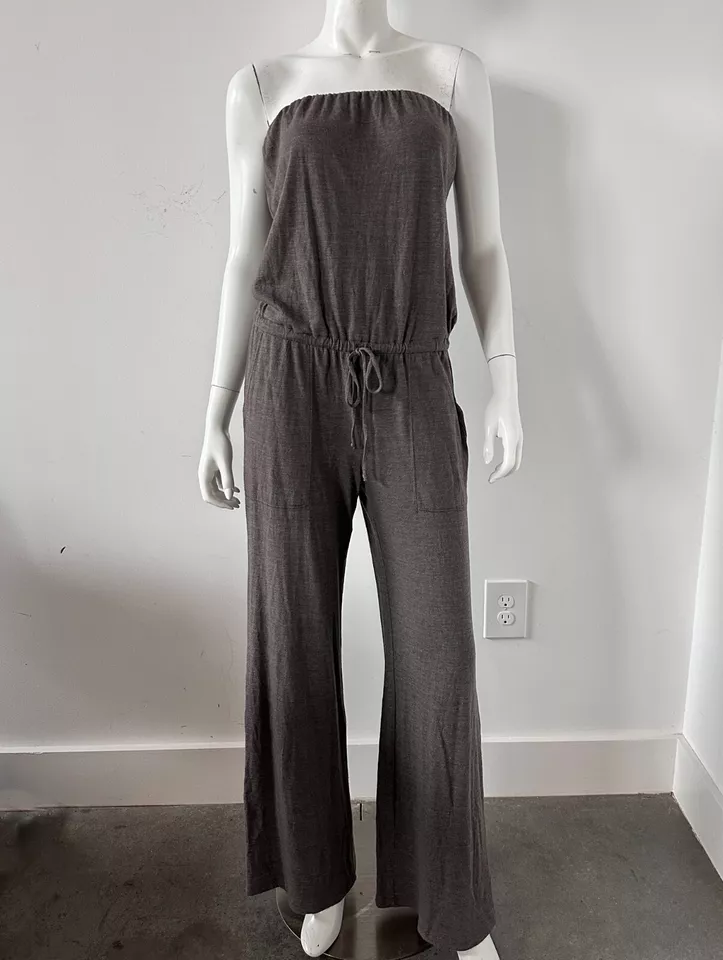 C and C California Jumpsuit Jersey Strapless Brown Size Small - Image 1 of 4