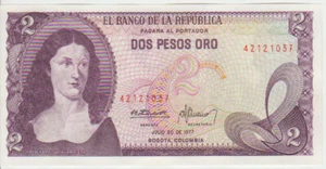Colombia 2 Peso 1977 Pick 413 UNC - Picture 1 of 1