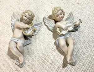 VINTAGE bisque Hand Painted wall hanging angels/cherubs set by Andrea #6541 - Picture 1 of 6