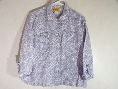 Ruby Rd Womens 3/4 Sleeve Button Front 100% Linen Jacket XL Multicolor Washable - Image 1 of 4