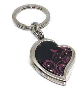 Spiegel Medaillon Schlüsselanhänger von Glam Herz silberfarben Metall Emaille Schlüsselring Liebe Geschenk - Bild 1 von 7