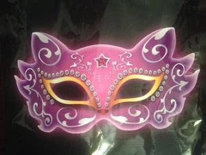 Mardi Gras Cumpleaños Mascarada Fiesta Brillo Máscara para Ojos Palo de Luz Púrpura Gato - Imagen 1 de 3