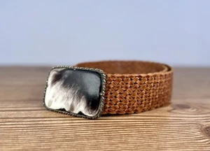 Damen Vintage braun verstellbar geflochten Leder Gürtel Handarbeit Marokko Boho - Bild 1 von 8