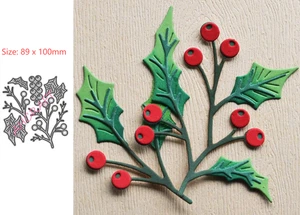 Weihnachten Stechpalme Beeren Blätter Metall Stanzschablone Papier Karte Scrapbooking - Bild 1 von 6