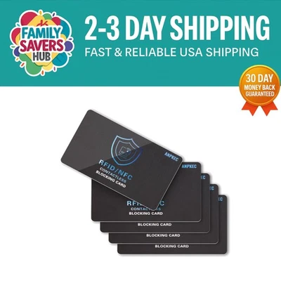 RFID Blocking Card – NFC Contactless Credit Debit Card Protector (5 Pack) - Image 1 of 4