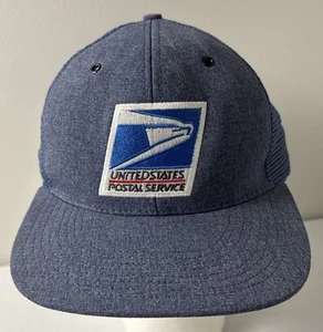 Vintage USPS Post Service Blue Mesh USA Made Trucker Snapback Hat VTG 🧢 - Picture 1 of 7