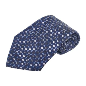 Lauren Ralph Lauren Tie 100% Silk Blue Geometric Hand Finished Made In USA 57" - Picture 1 of 5