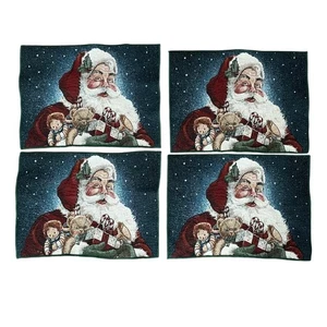 Weihnachtsmann Weihnachten Gobelin Tischsets 4er Set Feiertag Dekor 17"x12" blau rot - Bild 1 von 6