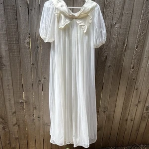 Vintage Peignoir Morgenmantel & Nachthemd transparent Gr. 34 romantisch Hochzeit Balletcore Coquette - Bild 1 von 24