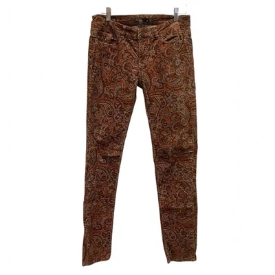 Prana Corduroy Jeans Womens Size 8 Low Rise Skinny Stretch Brown Paisley Pants - Image 1 of 4