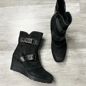 Earth Knoll Botas de Cuña Negro Gamuza Hebillas Gótico Oscuro Academia Talla 7 1/2    - Imagen 1 de 7