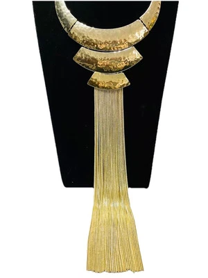 White House Black Market Stunning Gold Tone Statement Necklace 19" Drop - Image 1 of 4