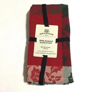Juego de servilletas de Navidad Bee & Willow Holly Jacquard NUEVO - Imagen 1 de 3