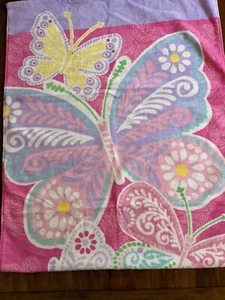 Pottery Barn Kids Beach Towel 100% Cotton25"x50" Butterflies, Pink/Purple, Arden - Picture 1 of 4
