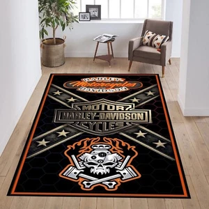 harley rug, biker rug, biker gift, motorcycle area rug - Picture 1 of 10