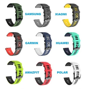 Silicone Strap for Smartwatch - Samsung Xiaomi Huawei Garmin Polar 20/22mm - Picture 1 of 21