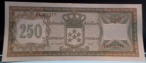 NETHERLANDS ANTILLES NOTE  250 GULDEN  1967  P. 13a    UNC - Picture 1 of 2