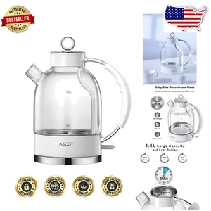 Tetera eléctrica de vidrio inalámbrica de 1,6 L con apagado automático - perfecta para el hogar - Imagen 1 de 10
