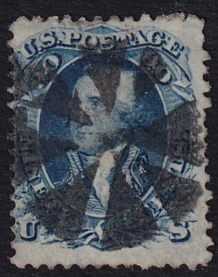 MATT'S STAMPS US SCOTT #72 GEORGE WASHINGTON 90-CENT, BLUE, 1861-62 USED CV$625 - Image 1 of 3
