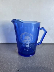 Vintage "Shirley Temple" 4,5" Hazel Atlas Co. Kobaltblau Glas Milchkännchen! 30er Jahre - Bild 1 von 6