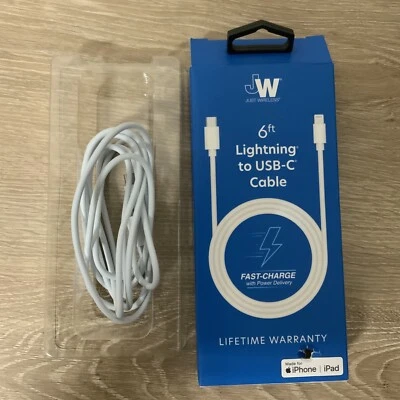 📀 Just Wireless 6ft iPhone Cable To USB-C Cable Fast Charge As Shown - Image 1 of 2